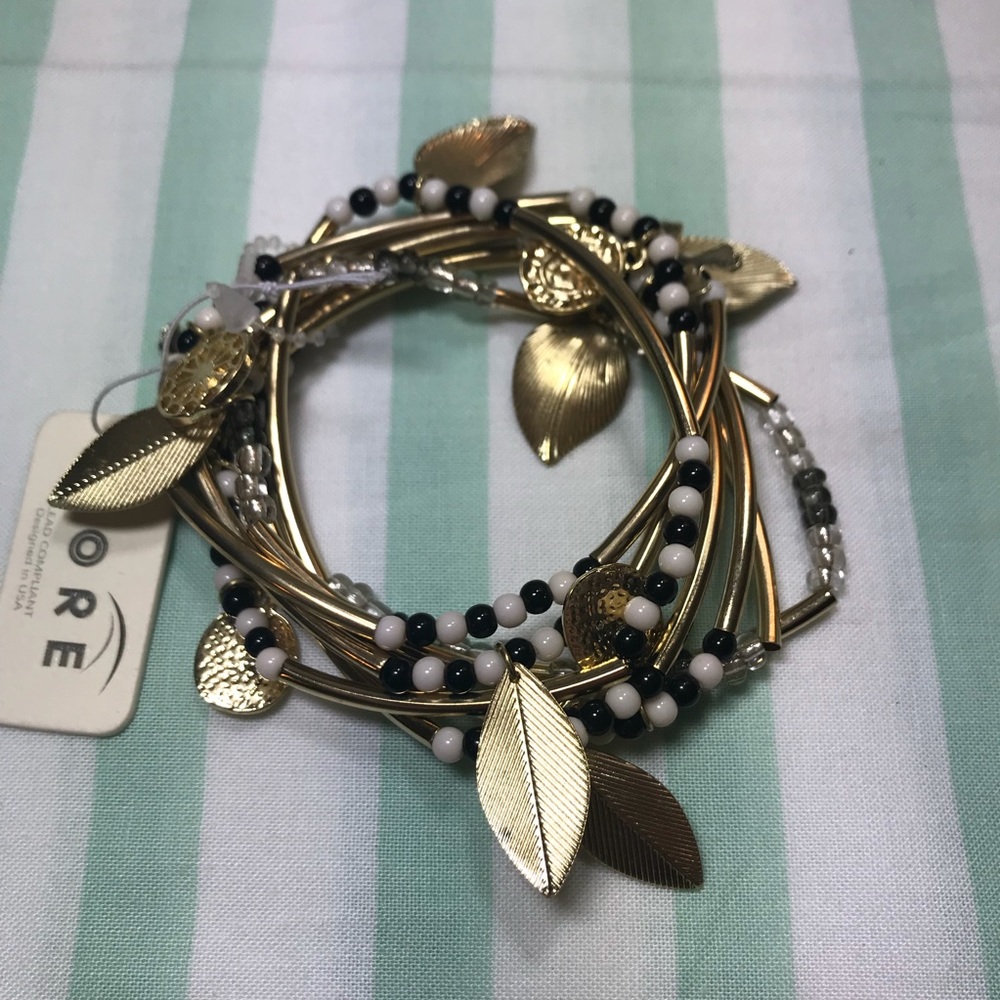 🎁 Cute Boho Gold Stretchy Bracelets with Charms